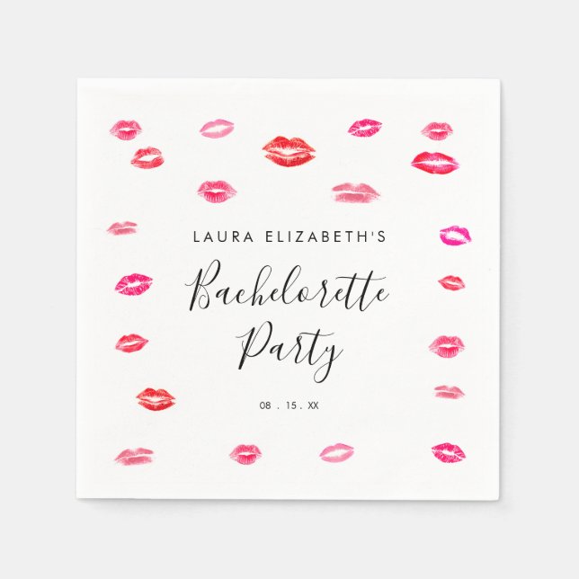 Tjejaktig Modern Kyss Läppstift Henparty  Pappersservett (Framsidan)