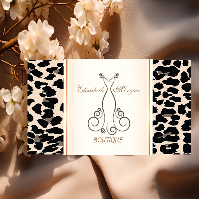 Tjejaktig Trendig Modern  Elegant, Leopardtryck, K Visitkort (Skapare uppladdad)