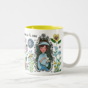 Tjejaktigt fält blomma djur Mugg