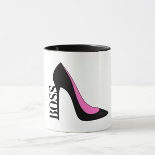 Tjejboss Rosa Svart Klack Mugg