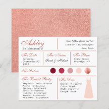 Tjejbrudtjänst informationskort Rose Gold Blush Ro