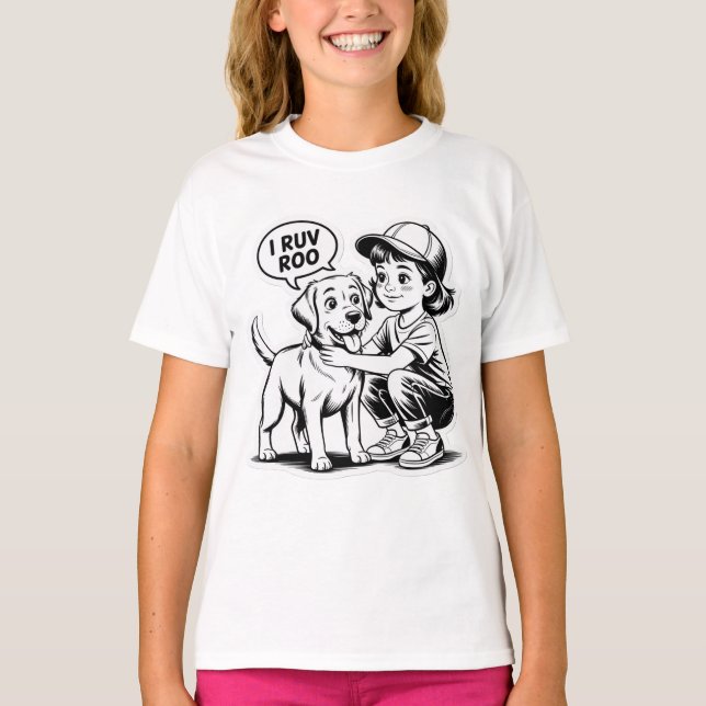 TJEJEN ÄLSKAR SIN HUND  T SHIRT (Framsida)
