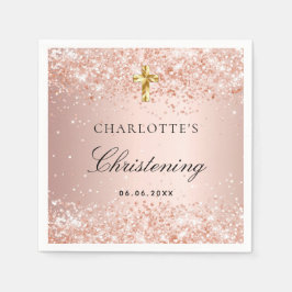 Tjejen Christening  ro guld glitter namn Pappersservett