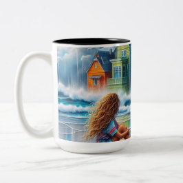 Tjejen i Beach Två-Tonad Mugg