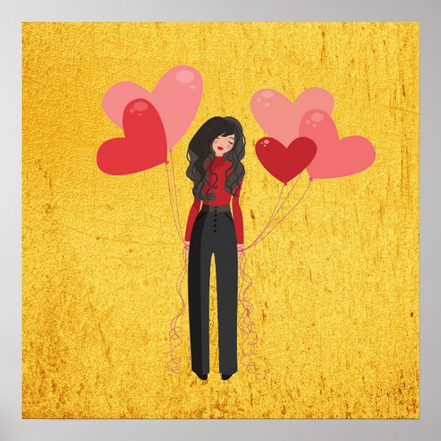 Tjejen med ballong vismisk poster (Framsidan)