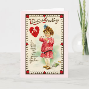 Tjejen med Broken Heart Vintage Valentine Helgkort