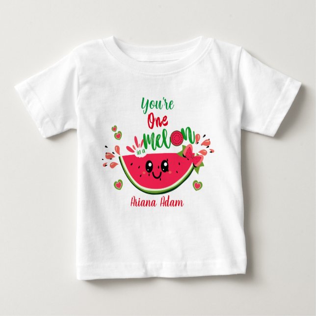 Tjejens 1-årsdag Vattenmelon En i en melonen T Shirt (Framsida)