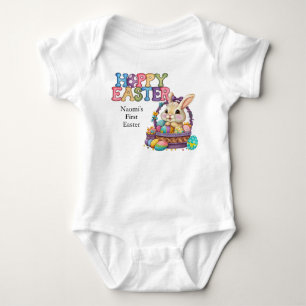 Tjejens första påsk Addera namn Söt baby bodysuit T Shirt