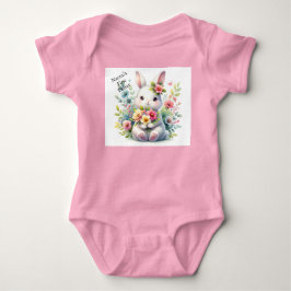 Tjejens första påsk Lägg till namn Söt baby bodysu T Shirt