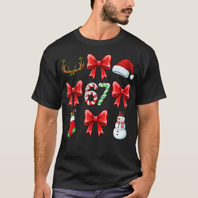 Tjejer 67 Meme Six Seven Coquette Bow Rolig Jul T Shirt (Framsida)