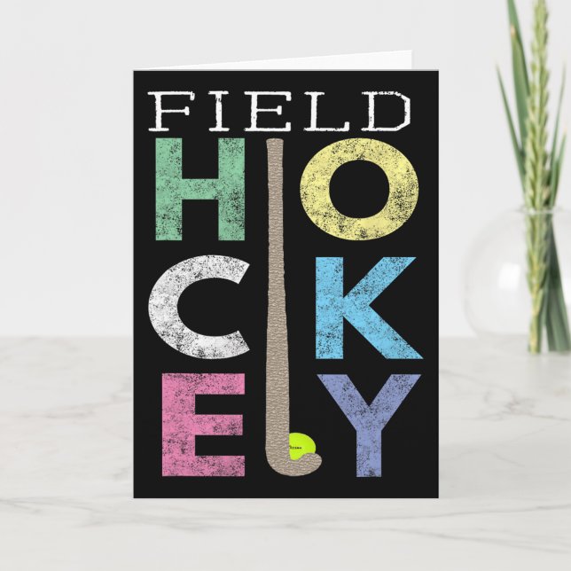 Tjejer älskar landhockey rolig födelsedagspresent  kort (Framsida)