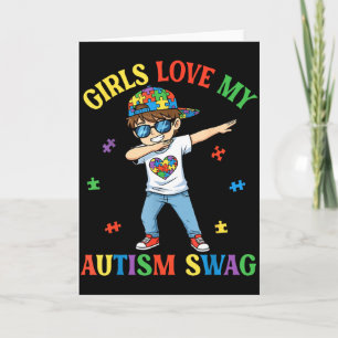 Tjejer älskar min autism-swag dabbing-pojke-pussel kort