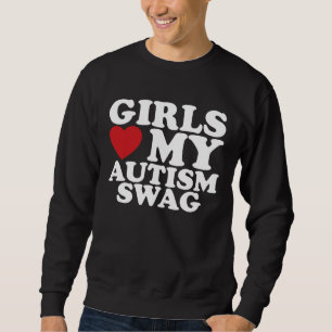 Tjejer älskar min autism-swag-medvetenhet hjärta lång ärmad tröja