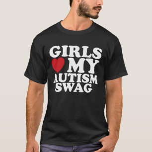Tjejer älskar min autism-swag-medvetenhet hjärta t shirt