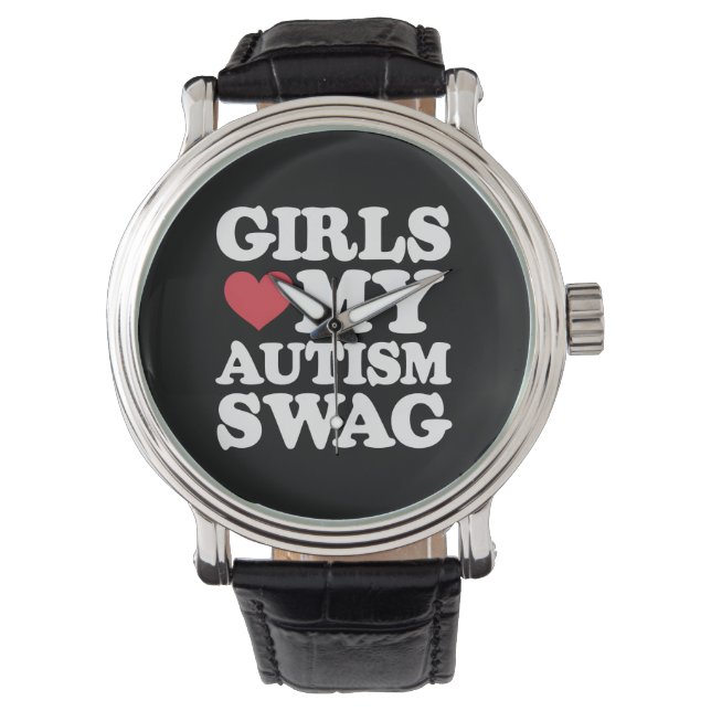 Tjejer älskar min autism-swag rolig medvetenhet armbandsur (Framsida)