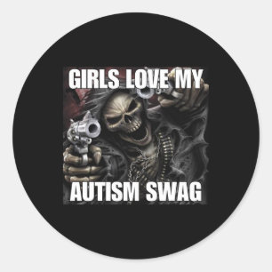 Tjejer älskar min autism-swag rolig pinsamhet hård runt klistermärke
