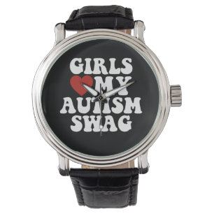 Tjejer älskar min autism-swag Roliga autistiska po Armbandsur