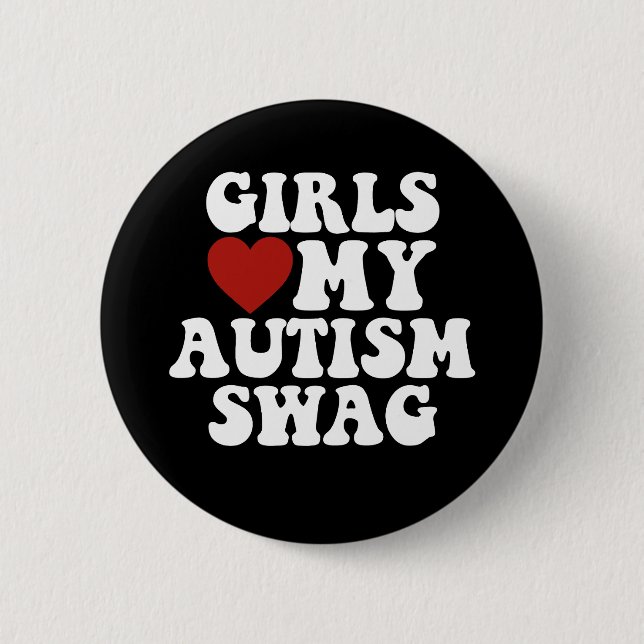 Tjejer älskar min autism-swag Roliga autistiska po Knapp (Framsida)