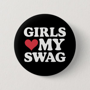 Tjejer älskar mitt Swag Heart Alla hjärtans dag Knapp