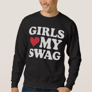 Tjejer älskar mitt swag-hjärta Alla hjärtans dag Lång Ärmad Tröja