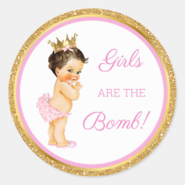 Tjejer är bombs! Badpresent Etc Rosa Guld Runt Klistermärke