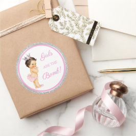 Tjejer är fantastiska! Badpresent mm Rosa Silver Runt Klistermärke