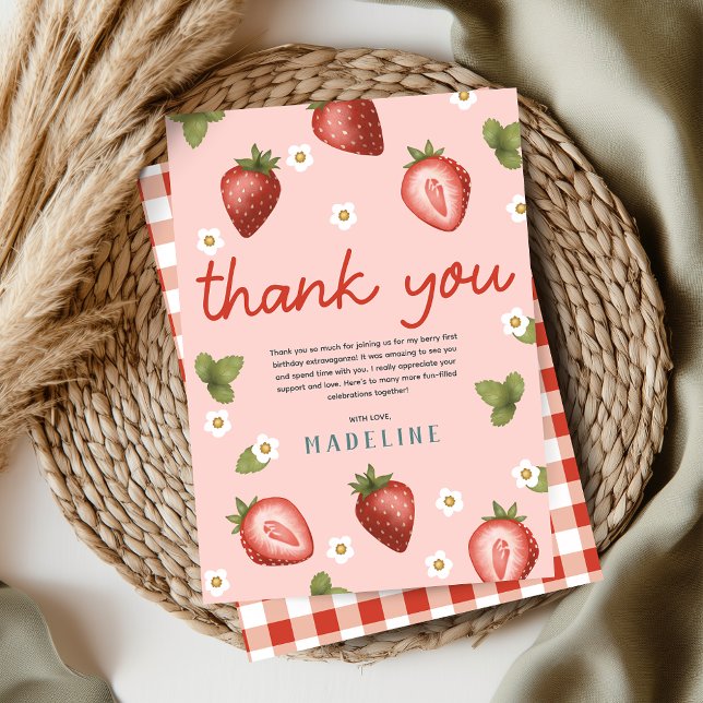 Tjejer Bär Första Barn 1:a Födelsedag Tack Kort (Skapare uppladdad)