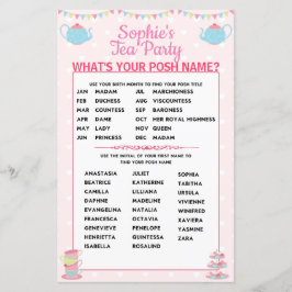 Tjejer Birthday Tea Party, vad är din Posh Namn?