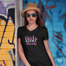 Tjejer Blir Leriga Terrängkörning i Lera T Shirt