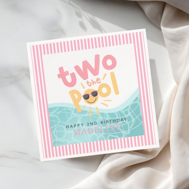Tjejer Cool Sommar Två till Pool 2-årsdag Pappersservett (Skapare uppladdad)
