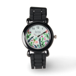 Tjejer Cute Botanian Watercolor Flowers Kids Armbandsur