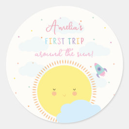 Tjejer Cute First Resa runt Sol 1:a födelsedagen Runt Klistermärke