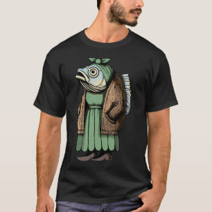 Tjejer fiskar malar t shirt
