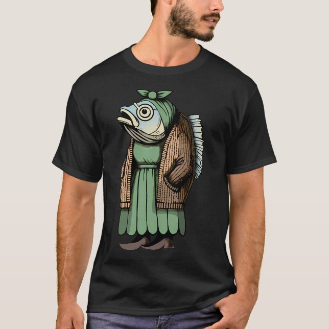 Tjejer fiskar malar t shirt (Framsida)