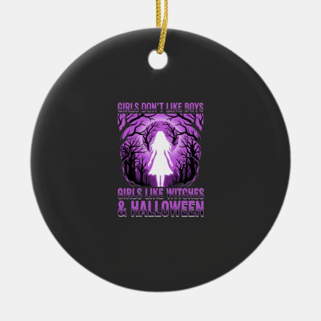 Tjejer Gillar Häxor Halloween-design Julgransprydnad Keramik (Framsidan)