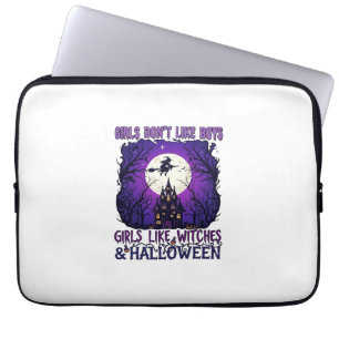 Tjejer Gillar Inte Pojkar Häxor Halloween Spökhus Laptop Fodral