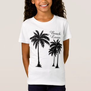 Tjejer Handflatan Träd Beach-Älskare T Shirt