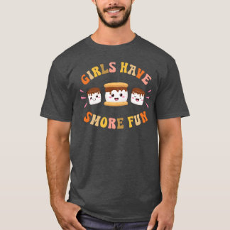 Tjejer har Smore Roligt Kawaii Camping Smores Pres T Shirt