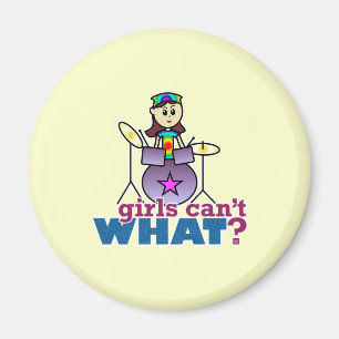 Tjejer kan inte.. Drummer Girl Logotyp Magnet