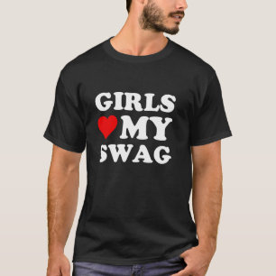 Tjejer Kärlek min svag-flickorna Hjärtar min svag T Shirt