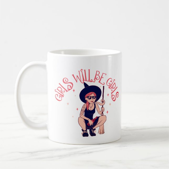 Tjejer Kommer Att Vara Tjejer | Klassisk Häxmagisk Kaffemugg (Vänster)