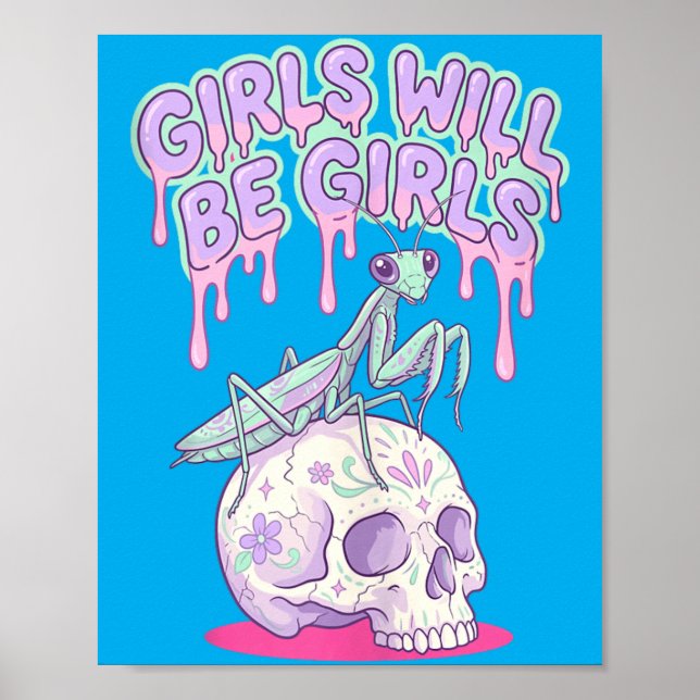 Tjejer Kommer Att Vara Tjejer Söt Kawaii Poster (Framsidan)
