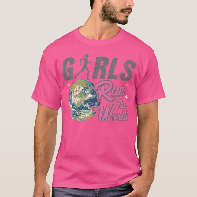 Tjejer Kör Världen Empowering Flickor Springande T Shirt (Framsida)