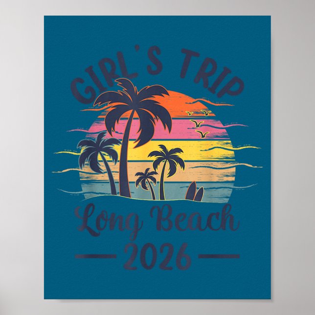 Tjejer Long Beach Ca Resa Vintage Poster (Framsidan)