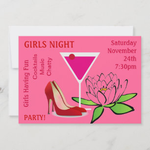 Tjejer Natt ut i Party-kubikblommor Inbjudningar