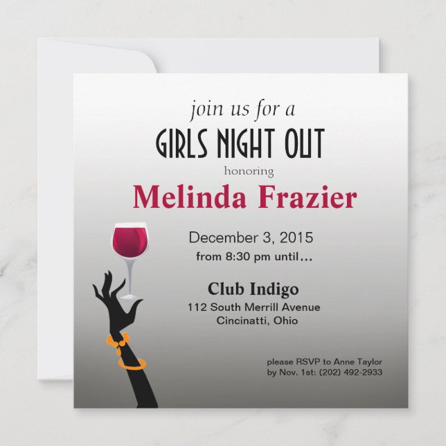 Tjejer Nattar ut Cocktail Party Inbjudningar (Framsida)