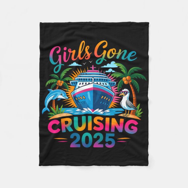 Tjejer på kryssning 2025 Tjej kryssningsfartyg Sem Fleecefilt (Framsidan)