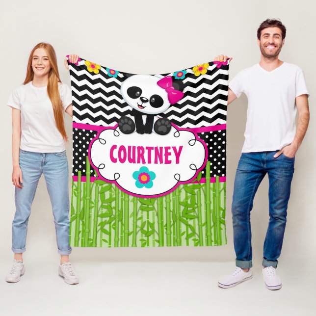 Tjejer Rum Panda Bear Personlig Thline Blanket Fleecefilt (På plats)