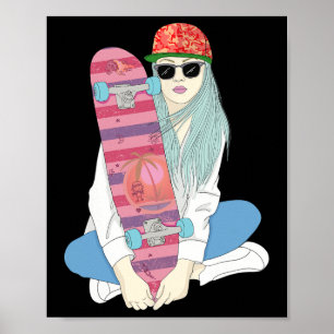 Tjejer Skate Skateboard Skateboardåkning Gör En Ki Poster