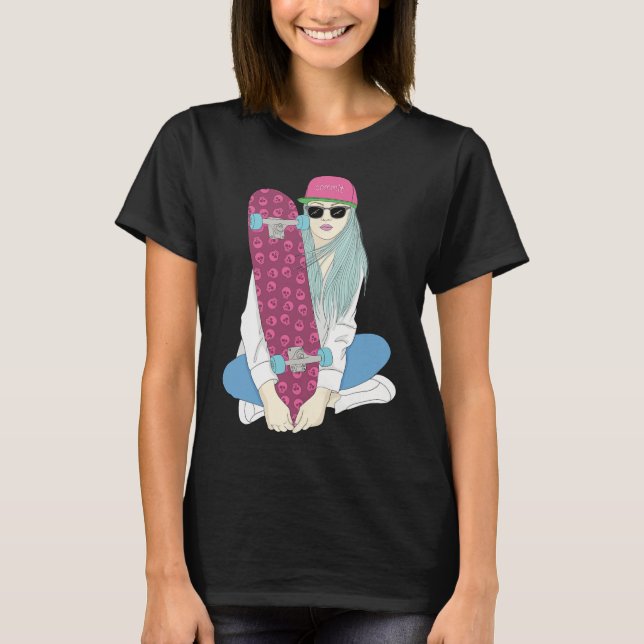 Tjejer Skate Skateboard Skateboardåkning Gör En Ki T Shirt (Framsida)